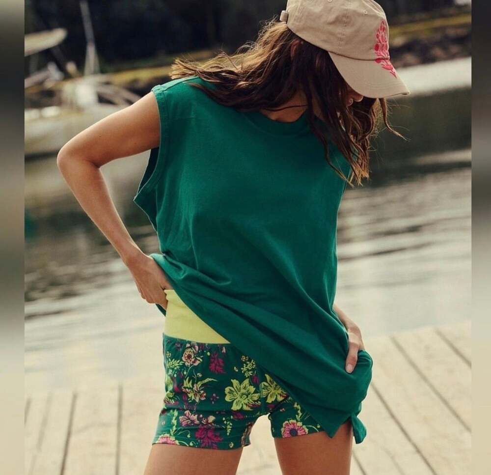 Free People Hot Shot Printed Micro Set Green Floral